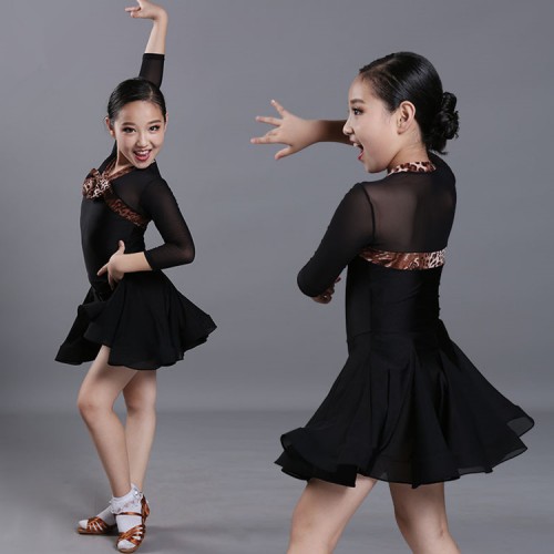 Girls children ballroom latin dance dresses rumba chacha samba salsa dancing clothes dresses